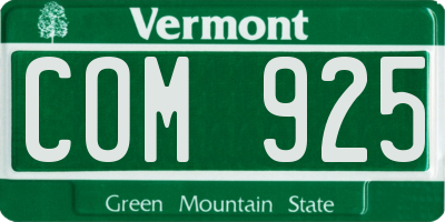 VT license plate COM925