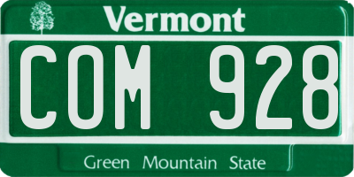 VT license plate COM928