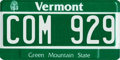 VT license plate COM929