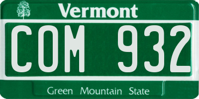 VT license plate COM932