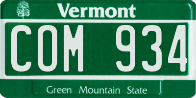 VT license plate COM934