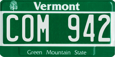 VT license plate COM942