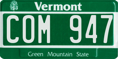 VT license plate COM947