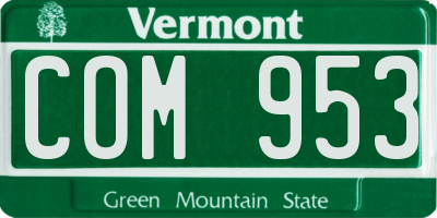 VT license plate COM953