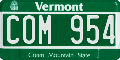 VT license plate COM954