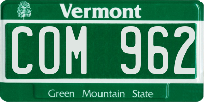 VT license plate COM962