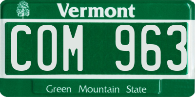 VT license plate COM963