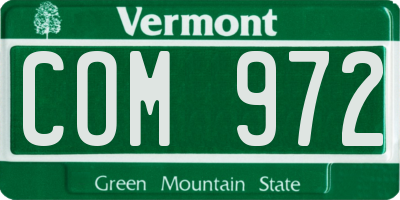 VT license plate COM972