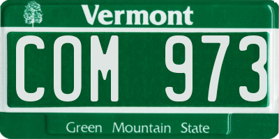 VT license plate COM973