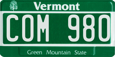 VT license plate COM980