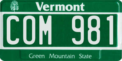 VT license plate COM981