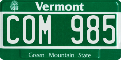 VT license plate COM985