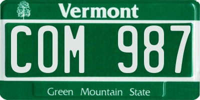 VT license plate COM987