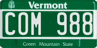 VT license plate COM988