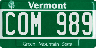 VT license plate COM989