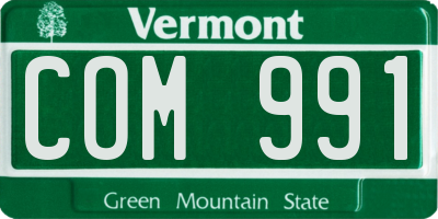 VT license plate COM991