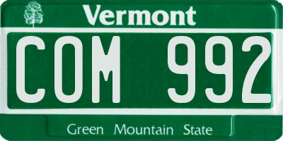 VT license plate COM992