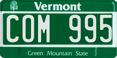 VT license plate COM995