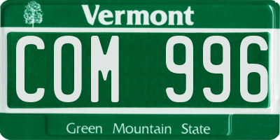 VT license plate COM996
