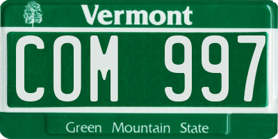 VT license plate COM997