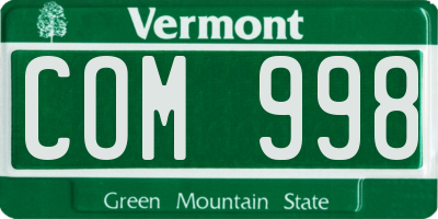 VT license plate COM998