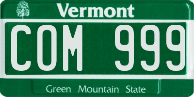 VT license plate COM999