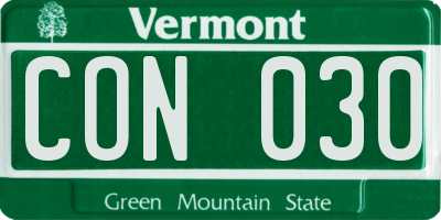 VT license plate CON030