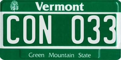 VT license plate CON033