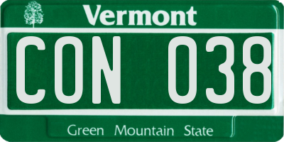 VT license plate CON038