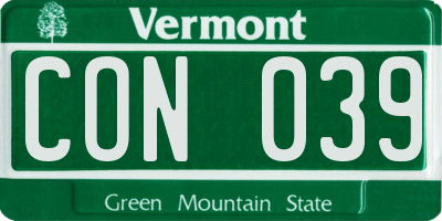 VT license plate CON039