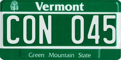 VT license plate CON045