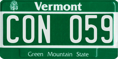 VT license plate CON059