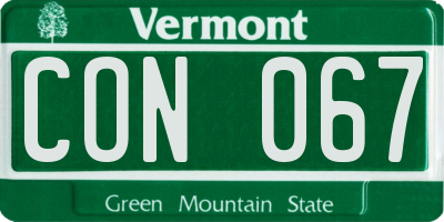 VT license plate CON067