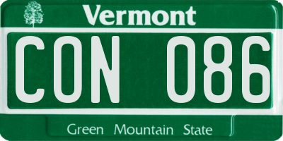 VT license plate CON086