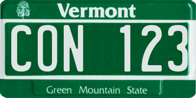 VT license plate CON123