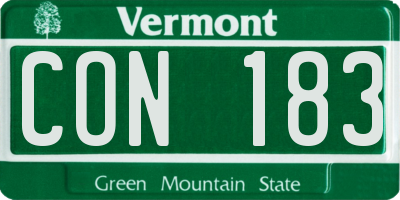 VT license plate CON183