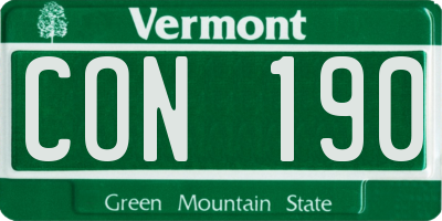 VT license plate CON190