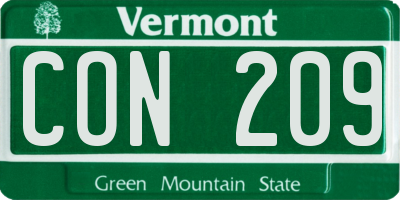 VT license plate CON209