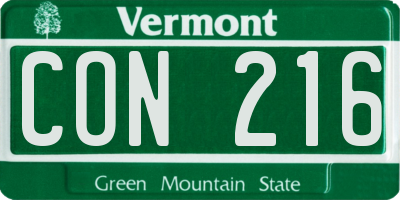 VT license plate CON216