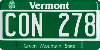 VT license plate CON278