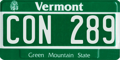 VT license plate CON289