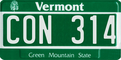 VT license plate CON314