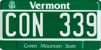 VT license plate CON339