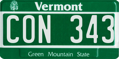 VT license plate CON343