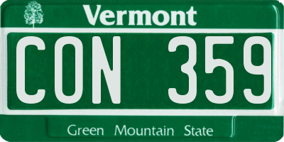 VT license plate CON359
