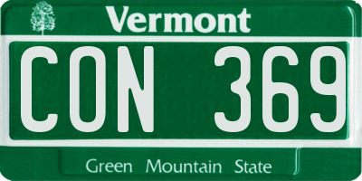 VT license plate CON369