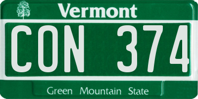 VT license plate CON374