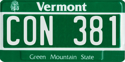 VT license plate CON381