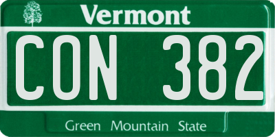 VT license plate CON382