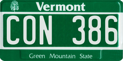 VT license plate CON386
